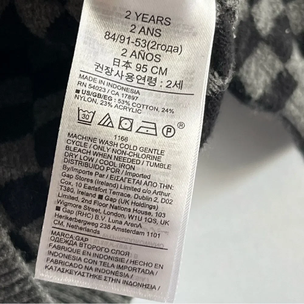 Gap Checkered Grey & Black Turtleneck Sweater
